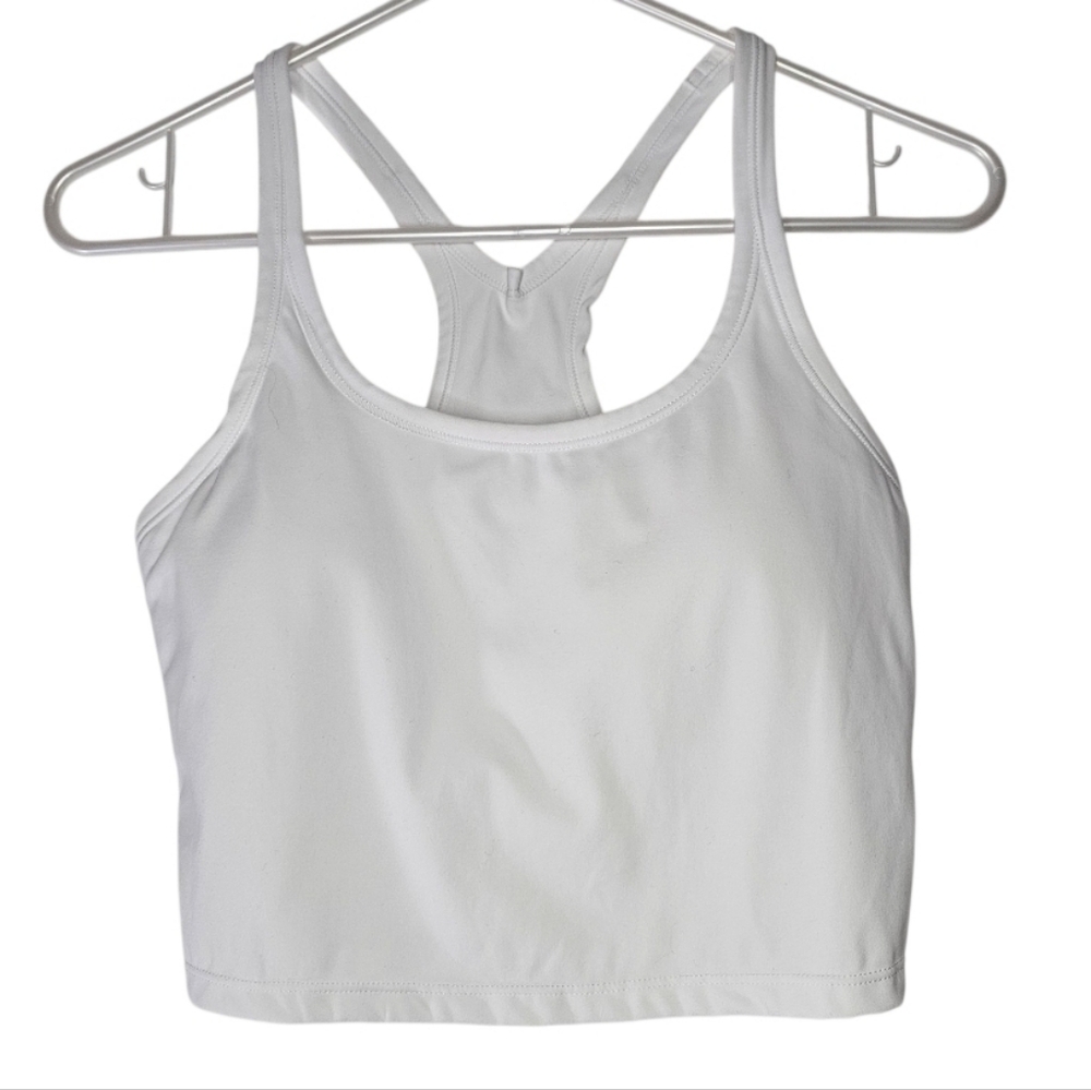White Crop Built-In Bra Tank Top Sz M